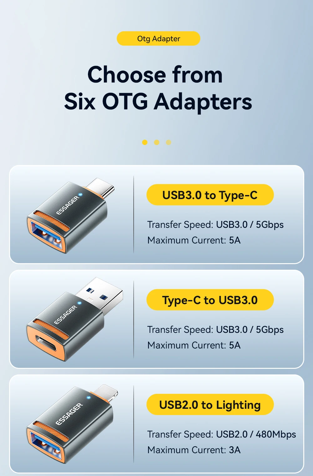 Essager USB3.0 OTG Adapter Type-C USB-A Micro Female to USB Micro iPad Type-C Male Converter For Macbook Xiaomi iPhone OTG Adapt