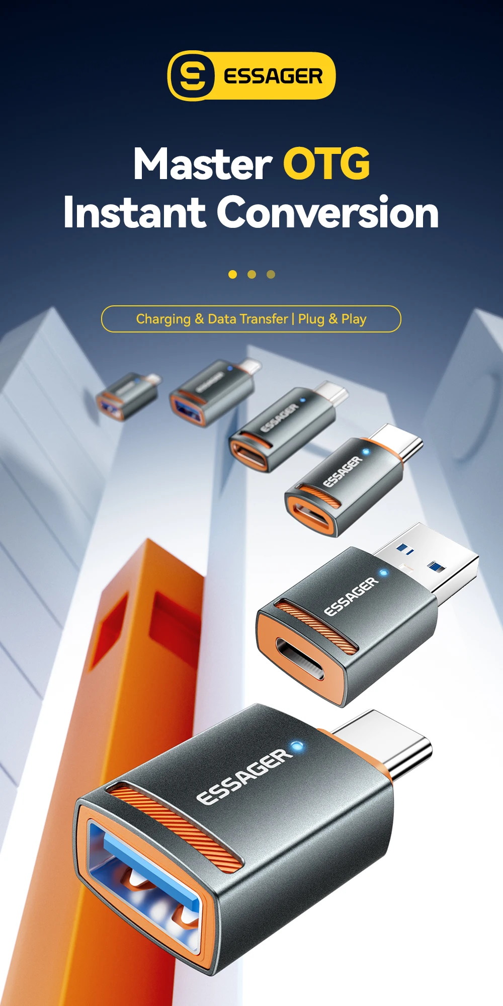 Essager USB3.0 OTG Adapter Type-C USB-A Micro Female to USB Micro iPad Type-C Male Converter For Macbook Xiaomi iPhone OTG Adapt