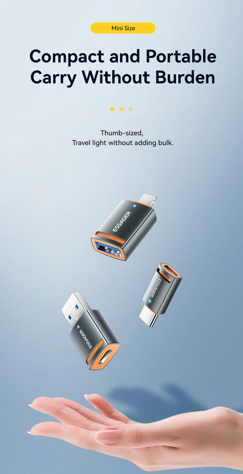 Essager USB3.0 OTG Adapter Type-C USB-A Micro Female to USB Micro iPad Type-C Male Converter For Macbook Xiaomi iPhone OTG Adapt