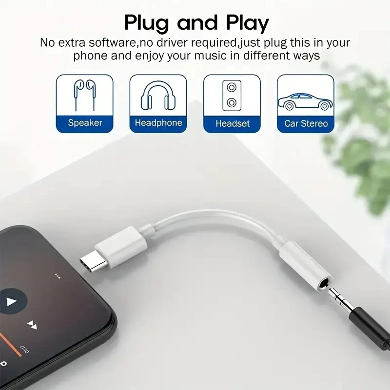 USB Type-C to 3.5mm Headphone Adapter, Universal Digital Chip USB C to Aux Cable for IPhone 15 16 Samsung Galaxy S22 S21 S20