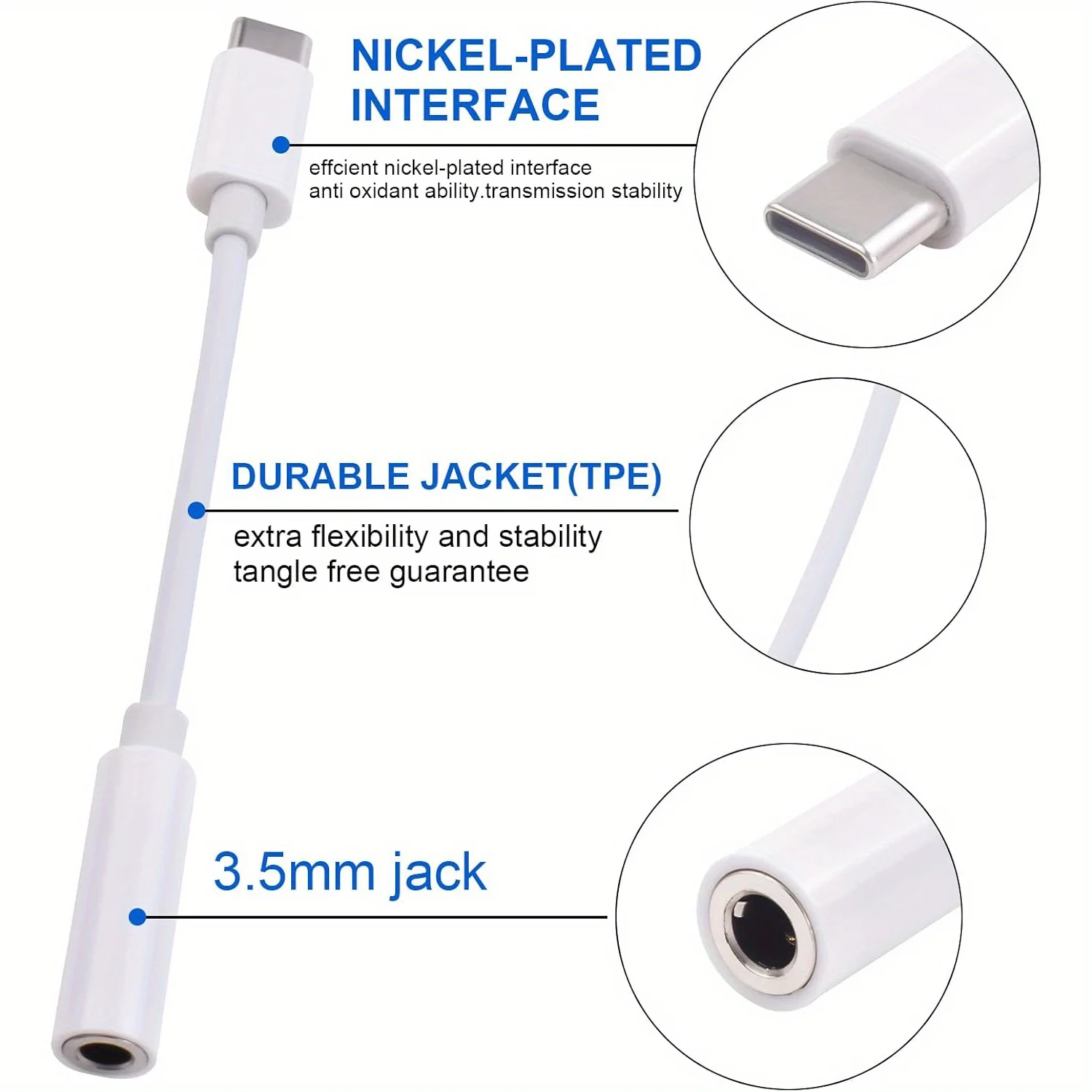 USB Type-C to 3.5mm Headphone Adapter, Universal Digital Chip USB C to Aux Cable for IPhone 15 16 Samsung Galaxy S22 S21 S20