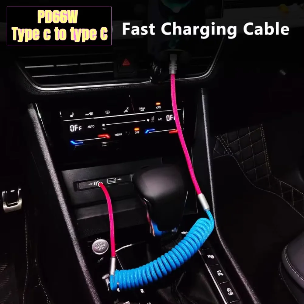 1.8M PD 60W Fast Charging Spring USB C to Type C Cable For 15 Pro Max Samsung Xiaomi Huawei Phone Charger Type-C Cables