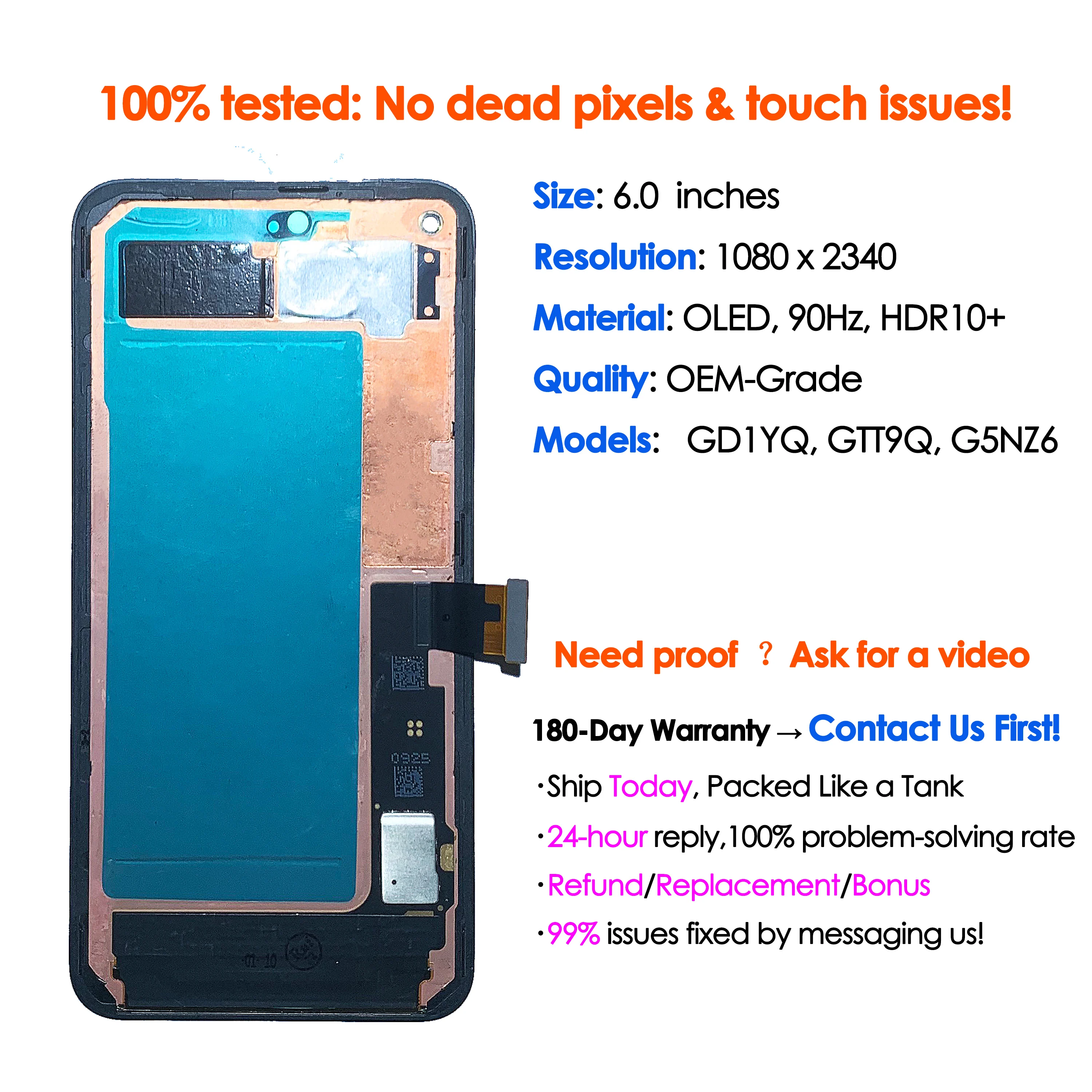 OEM 90Hz HDR10+ OLED For Google Pixel 5 Screen Replacement LCD Phone Mobile Display Touch Digitizer Assembly Repair Wholesale