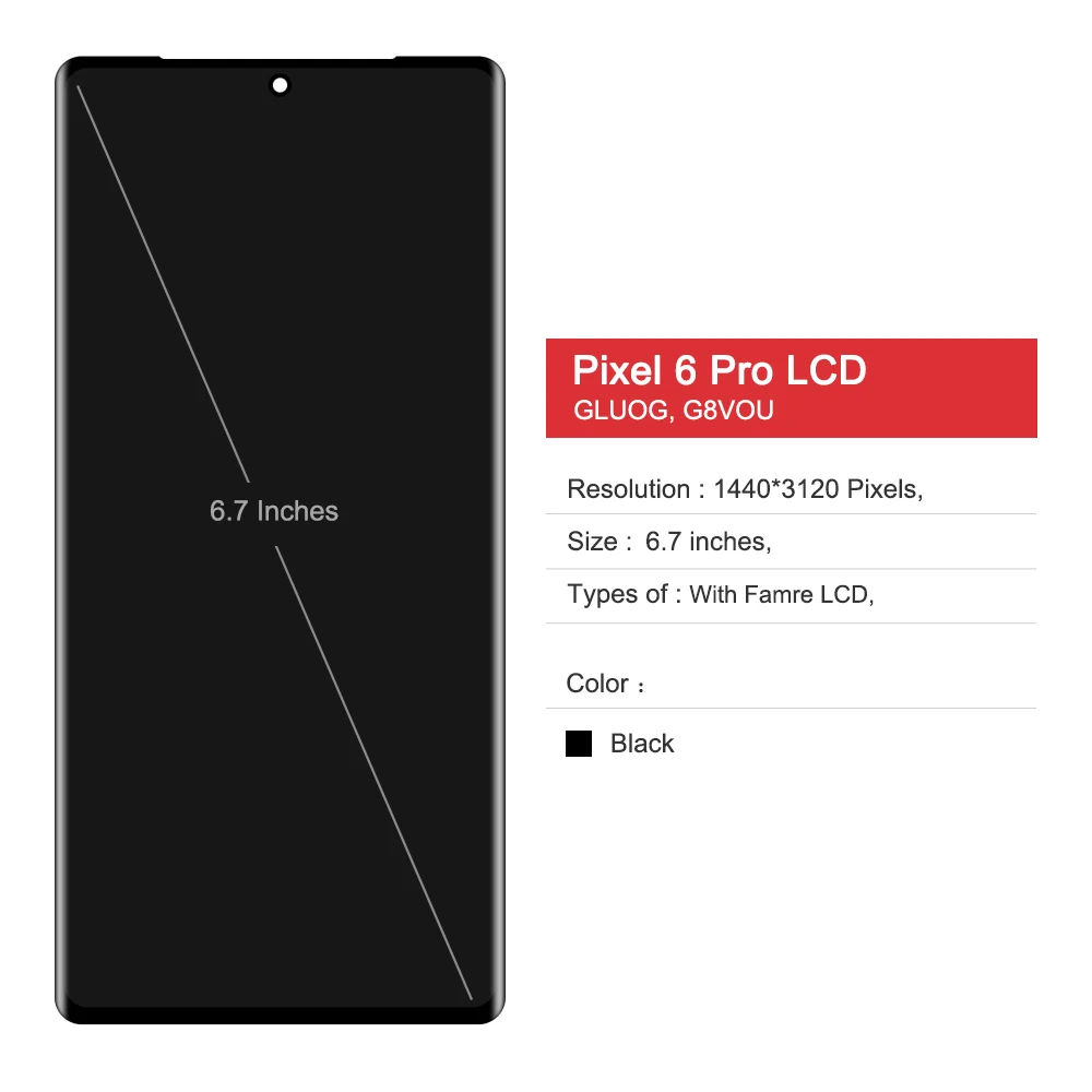 Super AMOLED LCD With Frame For Google Pixel 6 Pro LCD For Google Pixel 6Pro GLUOG G8VOU Display Screen Touch Digitizer Assembly