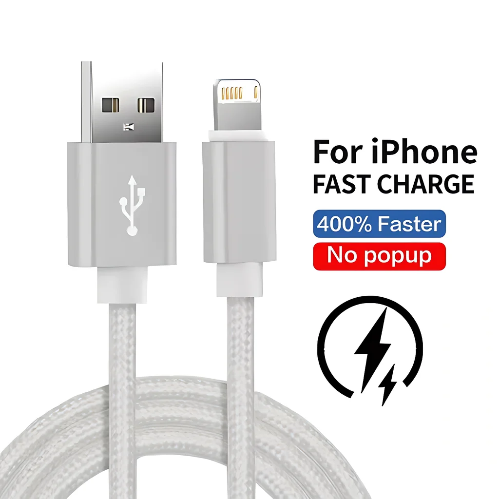 USB Charge Cable For iPhone 11 12 mini 13 14 Pro Max X XR XS Max 6 6S 7 8 Plus SE Fast Charging Cables Nylon Braided Data Line