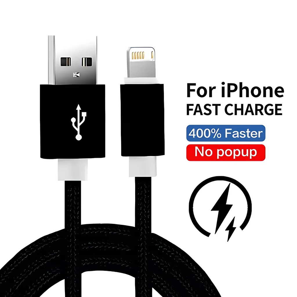 USB Charge Cable For iPhone 11 12 mini 13 14 Pro Max X XR XS Max 6 6S 7 8 Plus SE Fast Charging Cables Nylon Braided Data Line