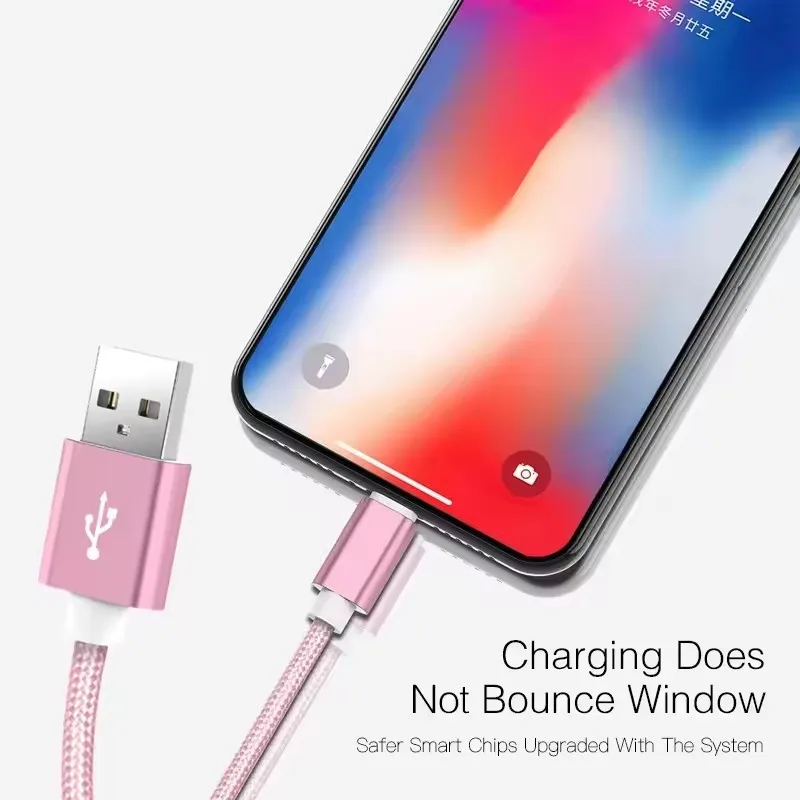 USB Charge Cable For iPhone 11 12 mini 13 14 Pro Max X XR XS Max 6 6S 7 8 Plus SE Fast Charging Cables Nylon Braided Data Line
