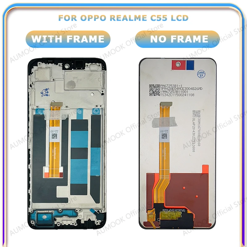 6.72" IPS LCD For OPPO Realme C55 RMX3710 LCD Display Touch Screen Digitizer Assembly With Frame LCD Screen Replacement Parts
