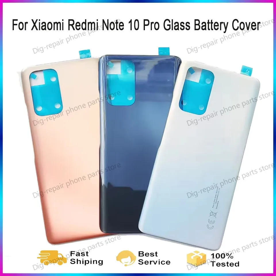 For Xiaomi Redmi Note 10 Pro A+ Glass Back Rear Housing Cover Note10 Pro , Back Door Replacement Hard Battery Case