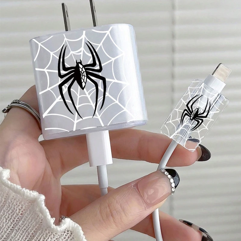 Cartoon Spider Soft Silicone Charger Case for IPhone 15 14 13 Apple 18/20W Charger Head Protective Sleeve Cable Head Clear Cover