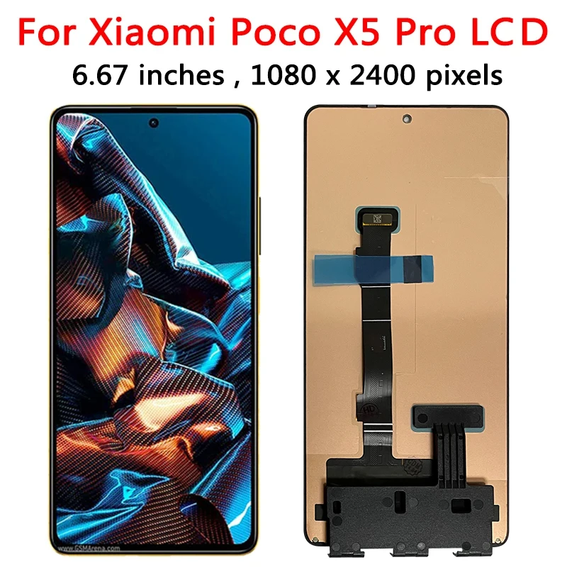 6.67" AMOLED for Xiaomi Poco X5 Pro LCD 22101320G, 22101320I Display Screen Digitizer Assembly For Poco X5 Pro LCD Frame