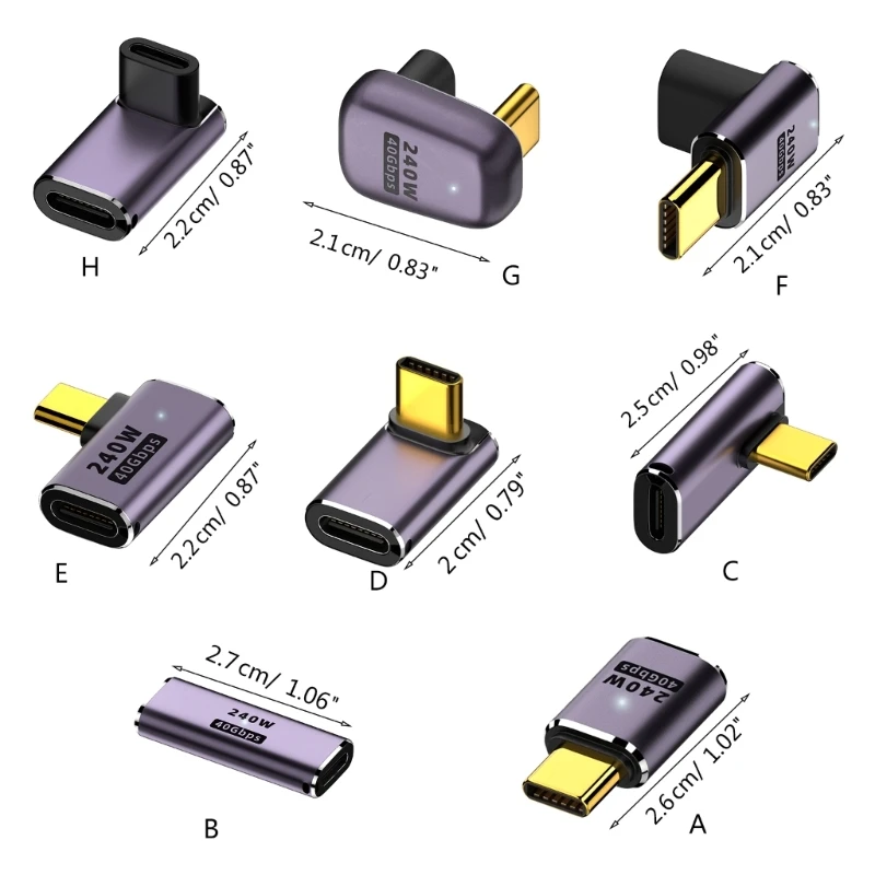 100W Metal USB 4.0 Type C Adapter Type C Female to Type C Male OTG 40Gbps Fast Data Transfer Tablet USB-C Charging Converter