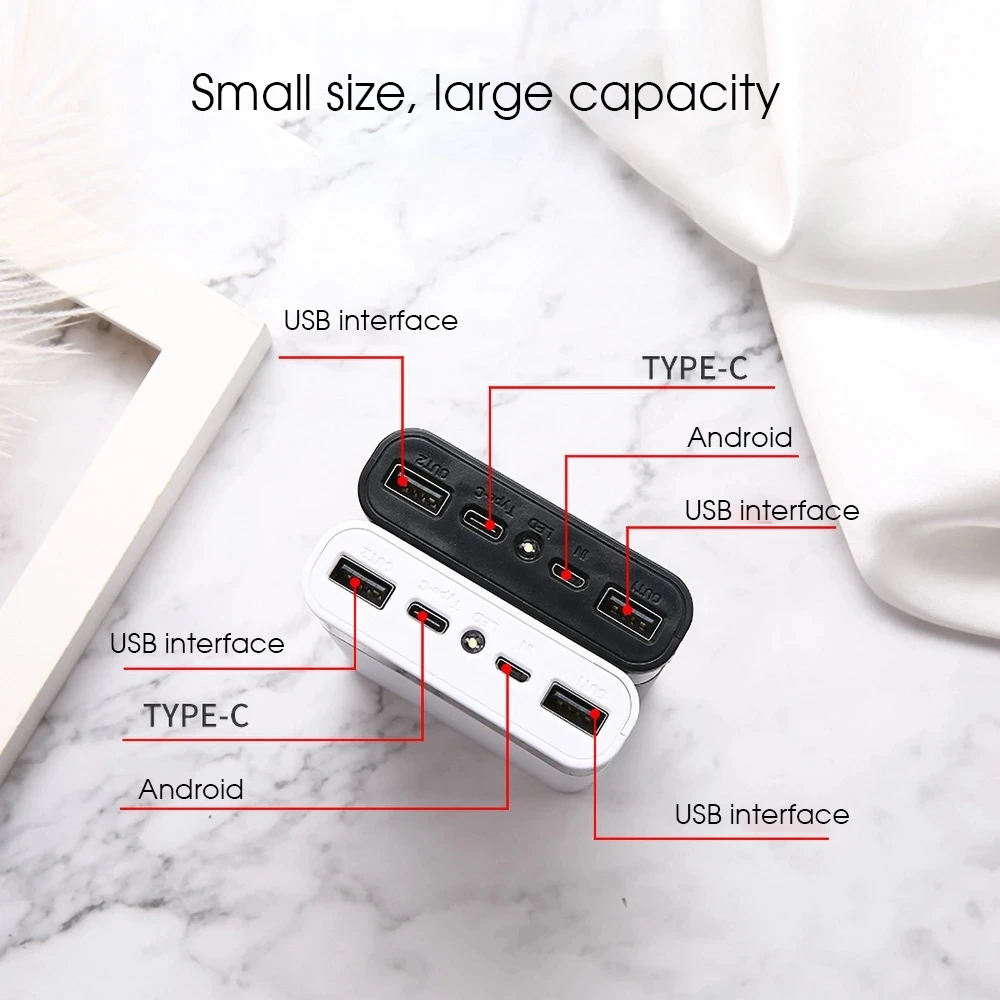 4x18650 DIY Power Bank Box 15000mAh Super Fast Charging Box with Digtal Display for for Samsung for iPhone