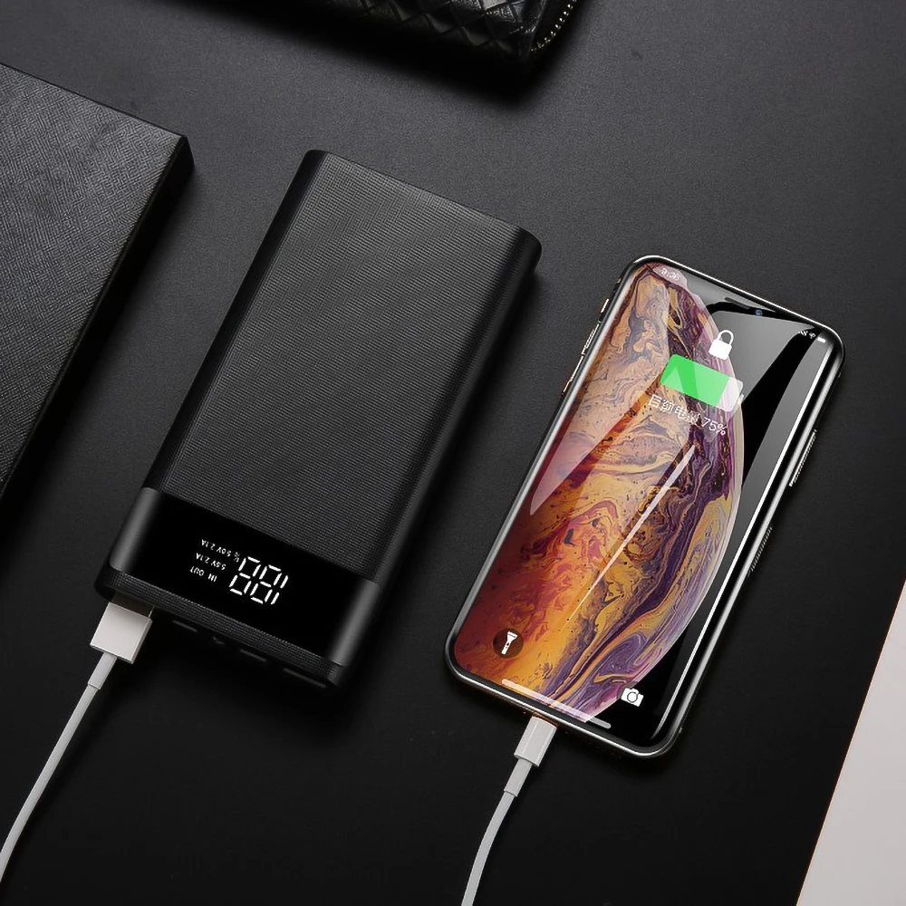 4x18650 DIY Power Bank Box 15000mAh Super Fast Charging Box with Digtal Display for for Samsung for iPhone