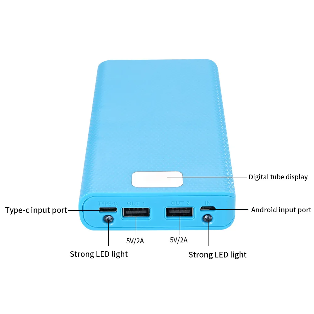 4x18650 DIY Power Bank Box 15000mAh Super Fast Charging Box with Digtal Display for for Samsung for iPhone