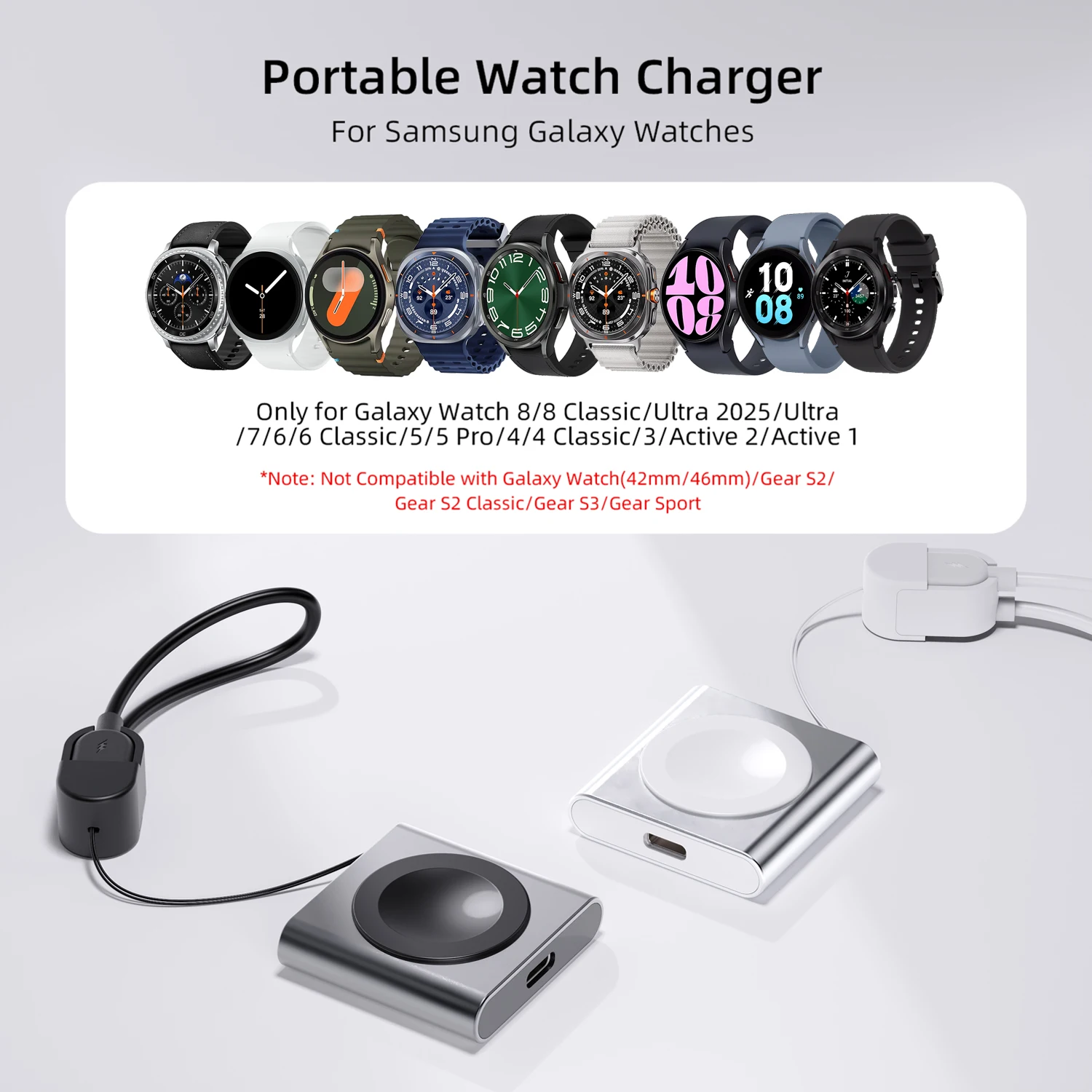 Bonola Magnetic Watch Wireless Charger Portable USB C Cable Fast Charging Dock Station For Samsung Galaxy Watch Ultra 8/7/6/5/4