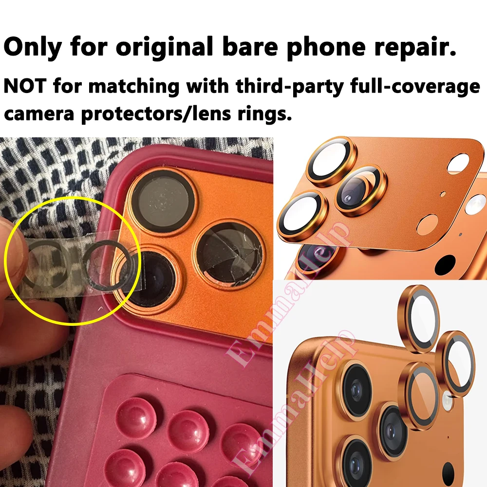 1Set Original Sapphire Rear Camera Glass Replacement for iPhone 16 15 14 Pro Max 12 13 Mini 15 Plus Camera Lens Repair Tool Kits