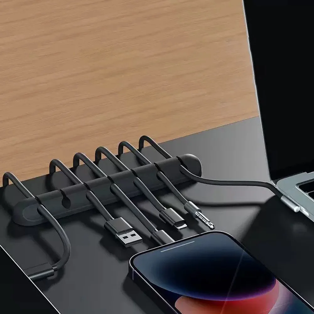 Cable Cord Wire Organizer Silicone USB Cable Winder Management Clips Self Adhesive for Mouse Keyboard Headset For iPhone Huawei