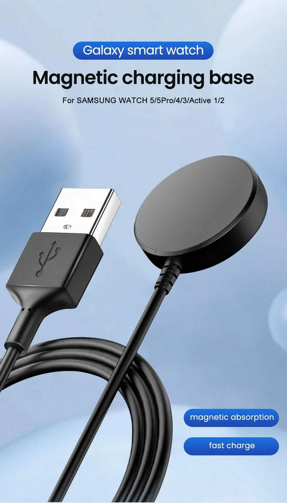 Magnetic Watch Wireless Charger For Samsung Galaxy Watch 8/7/6/5pro/5/4/3 Active 2 Portable Watch Fast Charging Dock Station