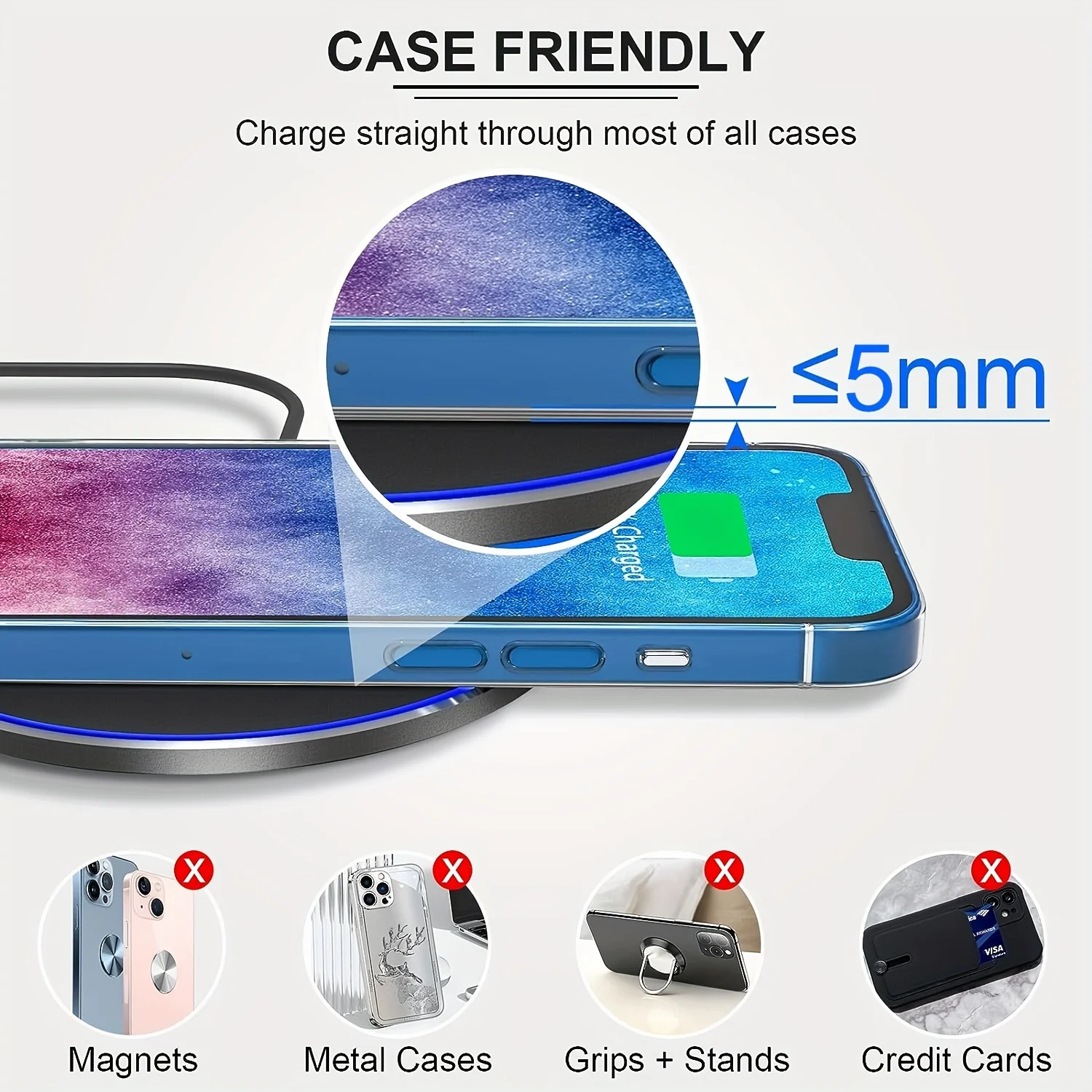 Wireless Charger for Apple iPhone 16 15 14 13 12 Pro Max Samsung Galaxy S22 S21 S20 S10 S9 Huawei Xiaomi Google Pixel