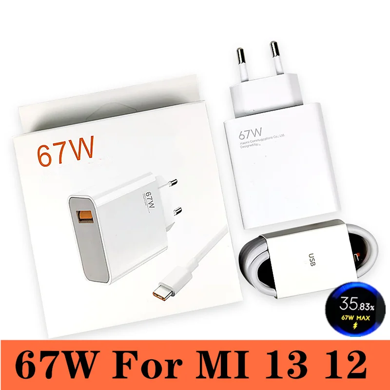 67w For Xiaomi Charger Turbo Charge Gan EU Adapter 6A Usb Type C Cable For Poco X5 F5 Pro Mi 13 Lite Mix Fold 3 2 Phone