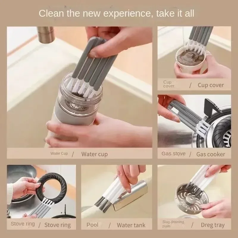 Multi-functional Flexible Mobile Phone Clean Fine Dust Cup Lid Card Slot Earphone Cleaning Brush For Headset Keyboard Cup Cover