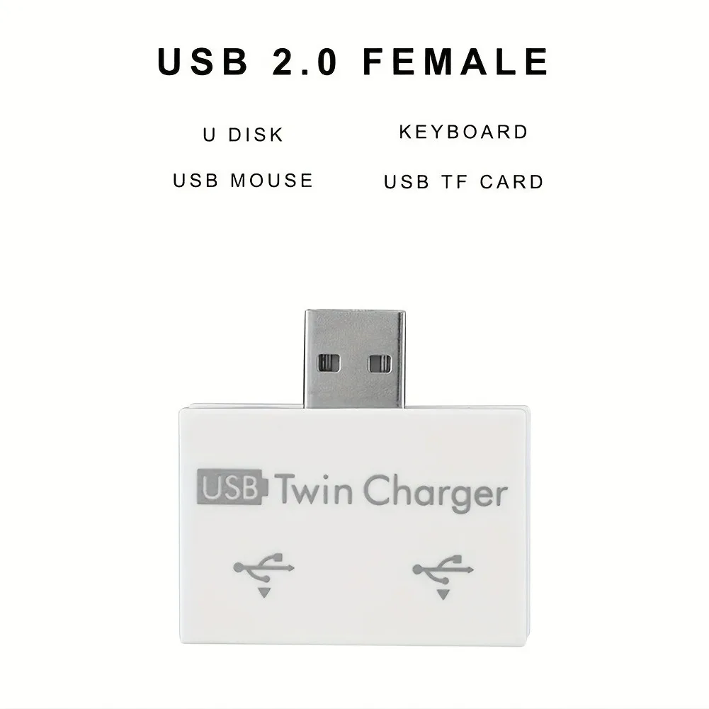 USB2.0 Splitter 1 Male To 2 Ports Female USB Hub Adapter Converter For Huawei Xiaomi Macbook Phone Laptop Charging Accessories