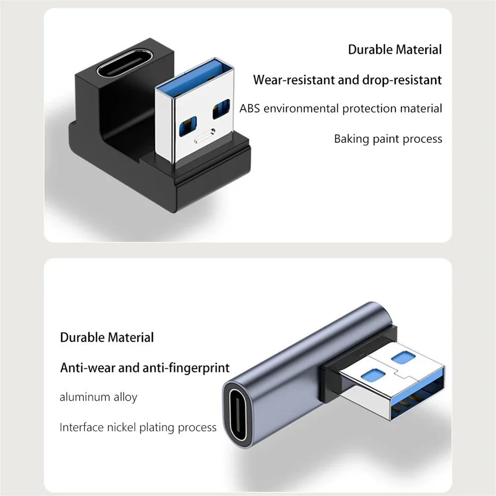90/180 Degree Elbow C Adapter Type C OTG to USB Converter U Shape USB-C 3.0 Connector for Android Computer Phone Tablet Adapter
