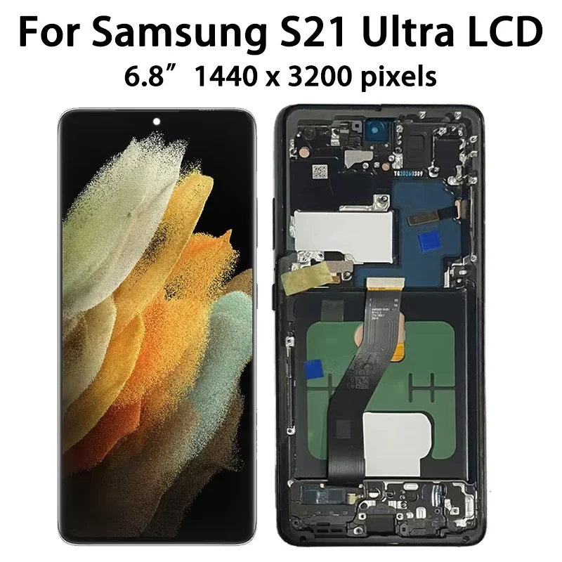 6.8" Super AMOLED For Samsung  S21 Ultra 5G G998 G998U Display Touch Screen Digitizer For Samsung S21Ultra G998B LCD