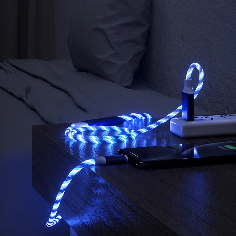 Glowing Cable Mobile Phone Charging Cables LED Light Micro USB Type C Charger For Samsung Xiaomi iPhone 14 13 Charge Wire Cord