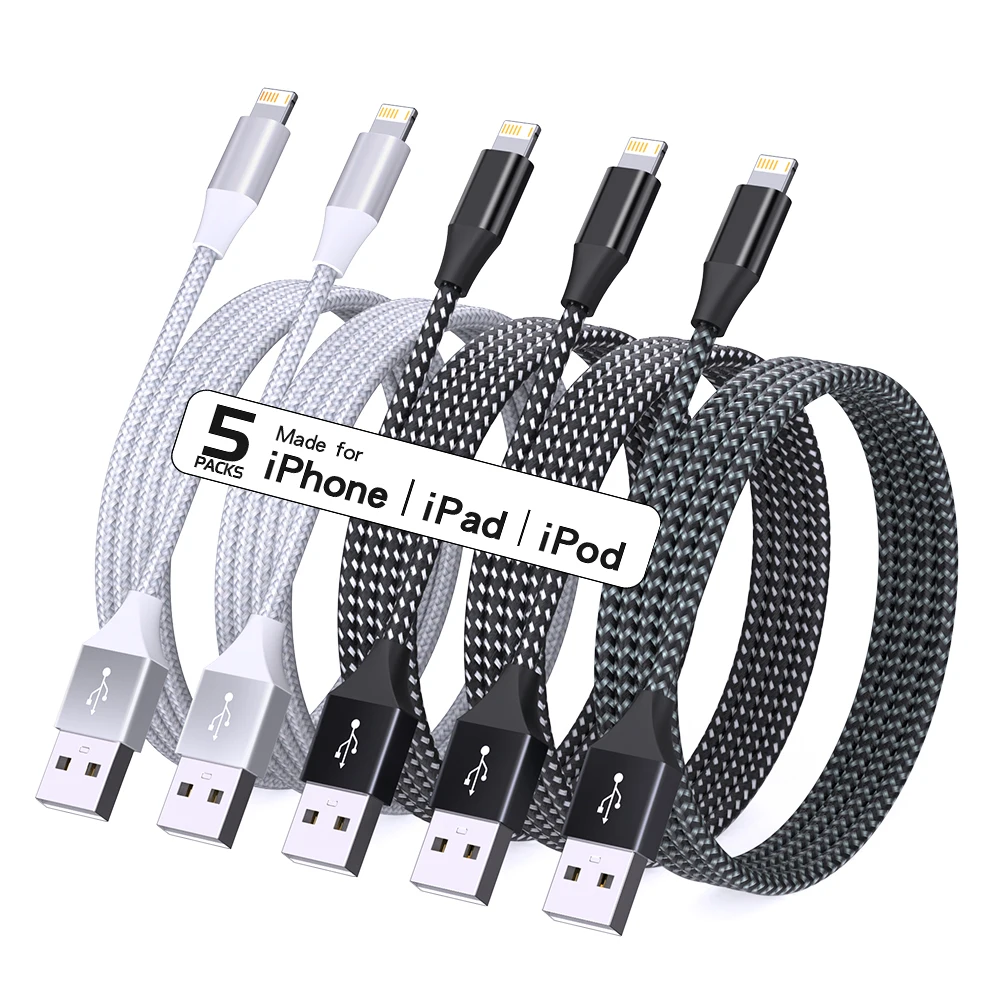 5Packs USB To Lightning Cable For IPhone14 13 12 11 Pro Max X XS XR 12W Fast Charging Cable Data Wire Cord USB C Cable For iPhon