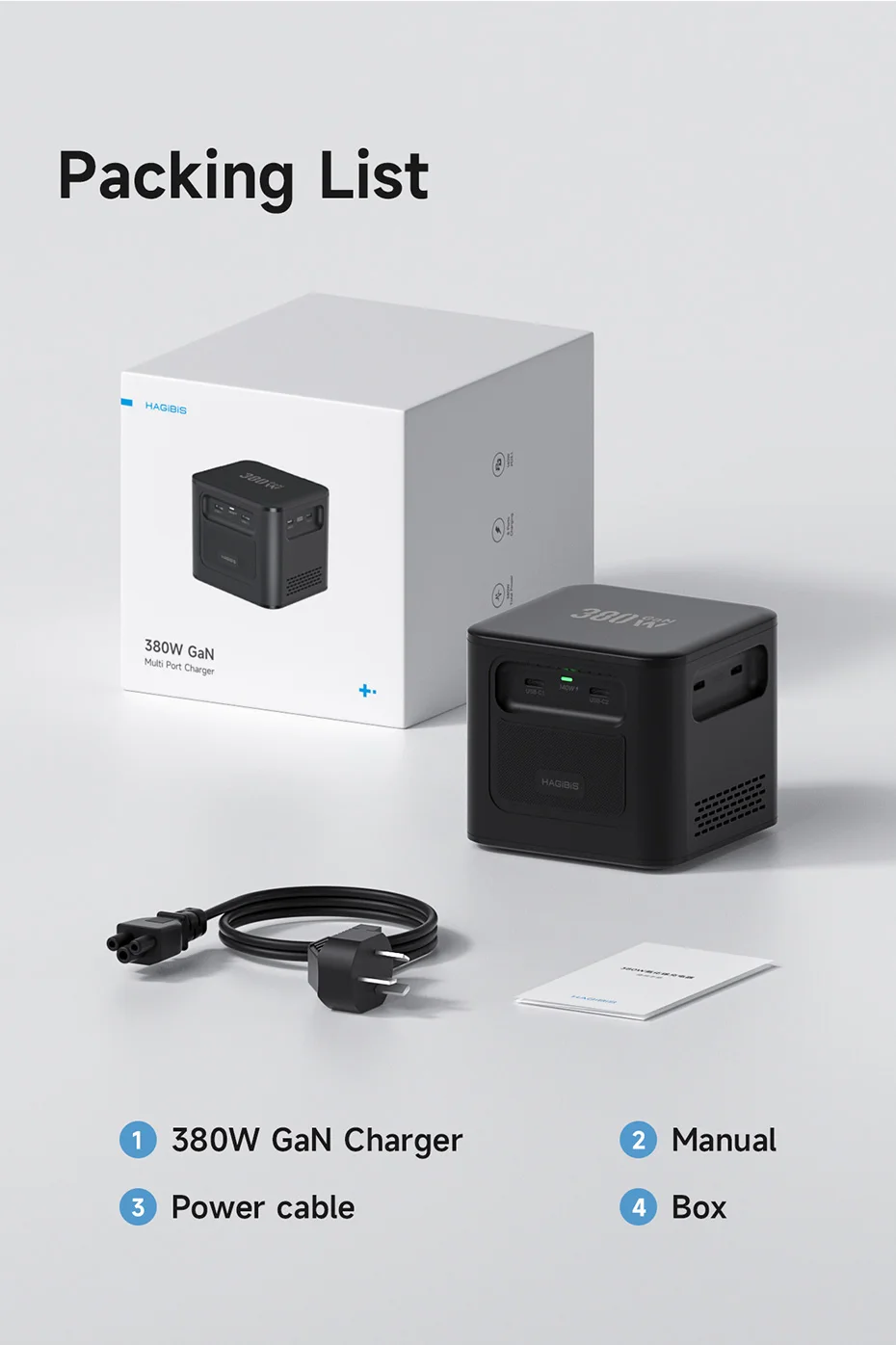 Hagibis 380W USB C Charger 8-Ports GaN Type C Charging Station PD 3.1 Dual 140W Fast Charger for MacBook iPhone Dell XPS Samsung
