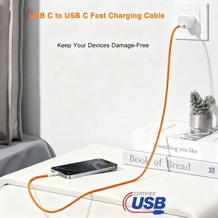 Fast Charger Cable Compatible with iPhone 17/16/15 USB-C to Type C Charging Data Cable Nylon Braided 3.3/6.6 Feet Long