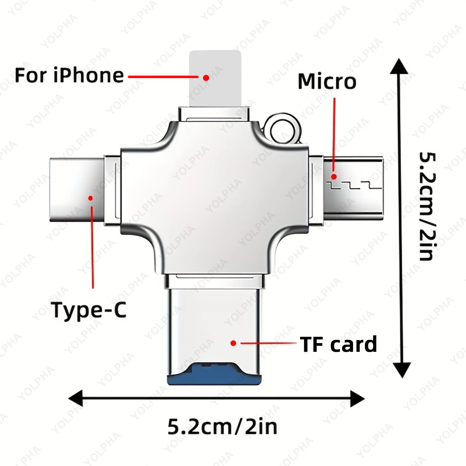 4IN1 Memory Card Reader for iPhone Laptop PC Type-C OTG Adapter for iOS USB A Micro SD Card Reader for Samsung Huawei Xiaomi LG