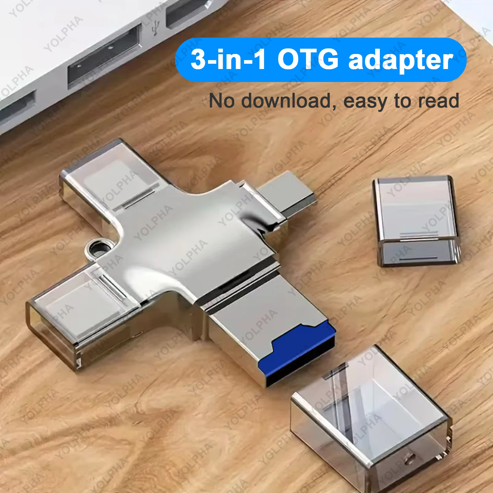 4IN1 Memory Card Reader for iPhone Laptop PC Type-C OTG Adapter for iOS USB A Micro SD Card Reader for Samsung Huawei Xiaomi LG