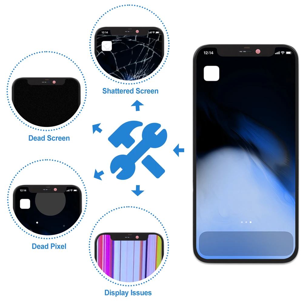 AMOLED For iPhone 12 MINI Display LCD Touch Screen Digitizer Replacement Support Face ID For A2399 A2176 A2398 A2400 A2399