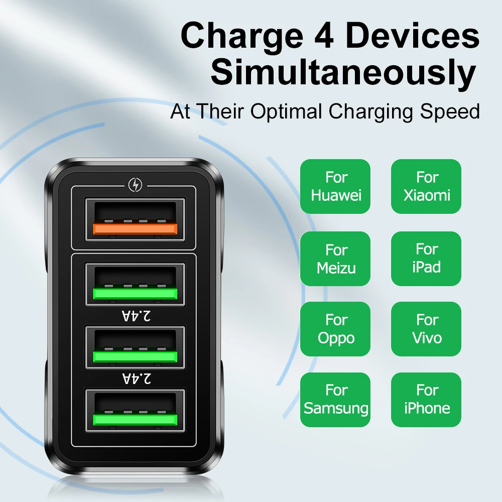 20W Multi Ports USB Charger Fast Charging Charger Quick Charger 3.0 For Samsung Galaxy S23 S22 Ultra Xiaomi iPhone 16 15 KR Plug