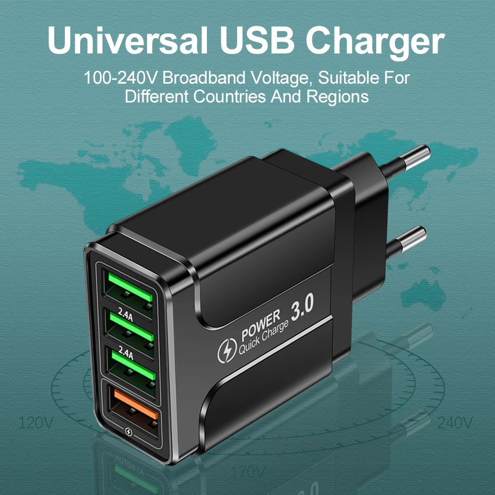 20W Multi Ports USB Charger Fast Charging Charger Quick Charger 3.0 For Samsung Galaxy S23 S22 Ultra Xiaomi iPhone 16 15 KR Plug