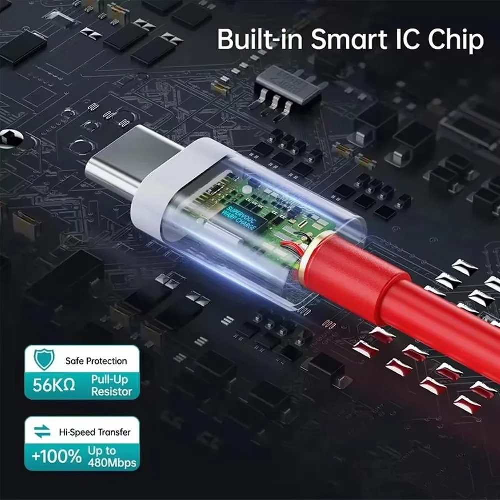 65W 80W SuperVOOC Fast Charge Cable For OnePlus 10 Pro 11 12 13 Nord 2T 3 4 5 CE 2 USB To USB-C Dual Type C PD Line 1m 1.5m 2m