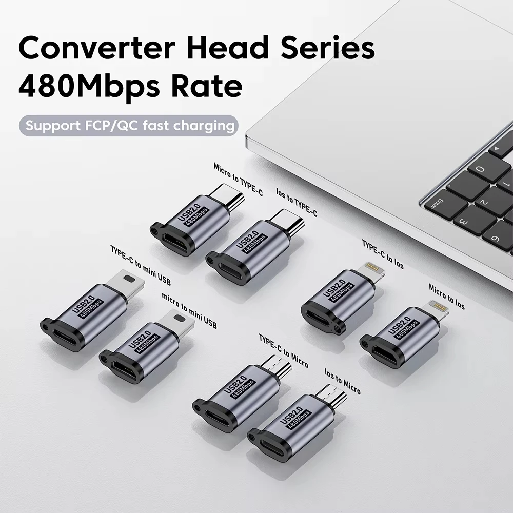 Type C Female to Mini USB Male Adapter Micro USB to USB C Adapter 480Mbps Data Transfer Fast Charging Converter for Phone