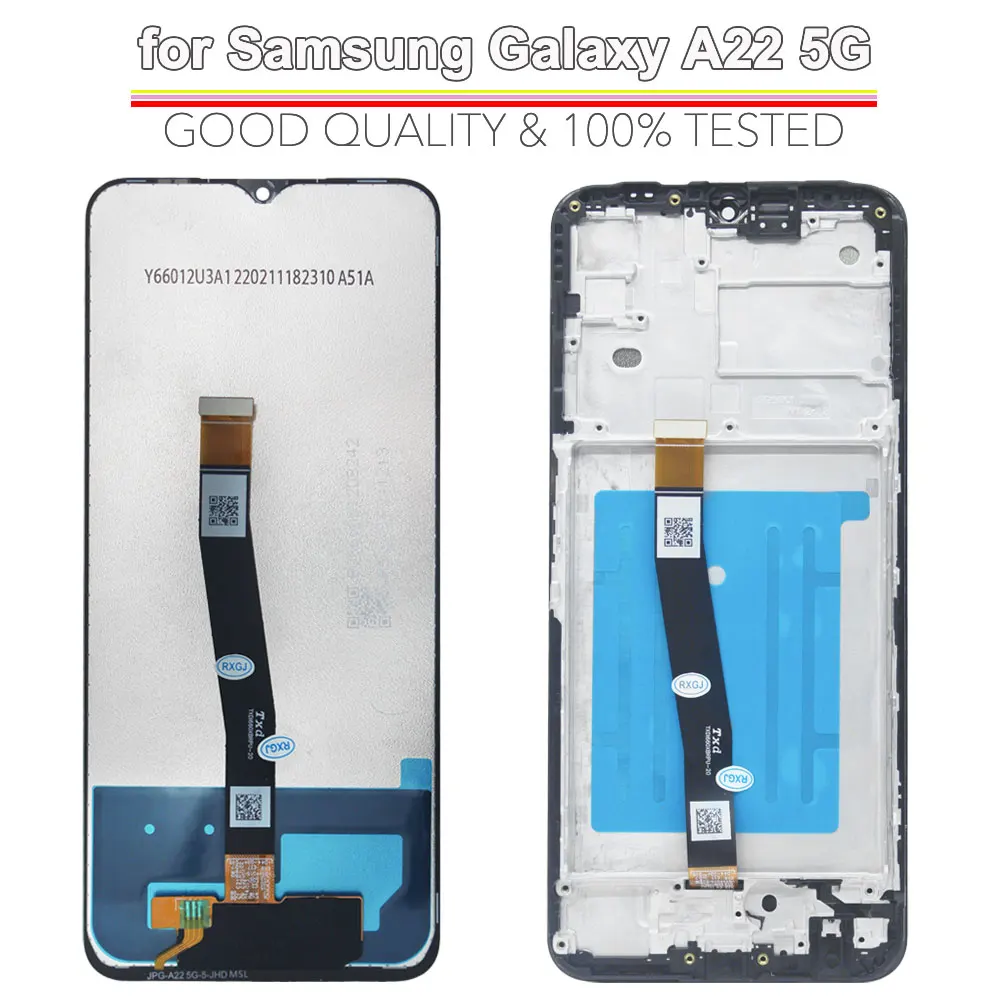 Tested LCD for Samsung Galaxy A22 5G A226B A226BR A226L Display Touch Screen Digitizer Assembly with Frame for Samsung A22 5G