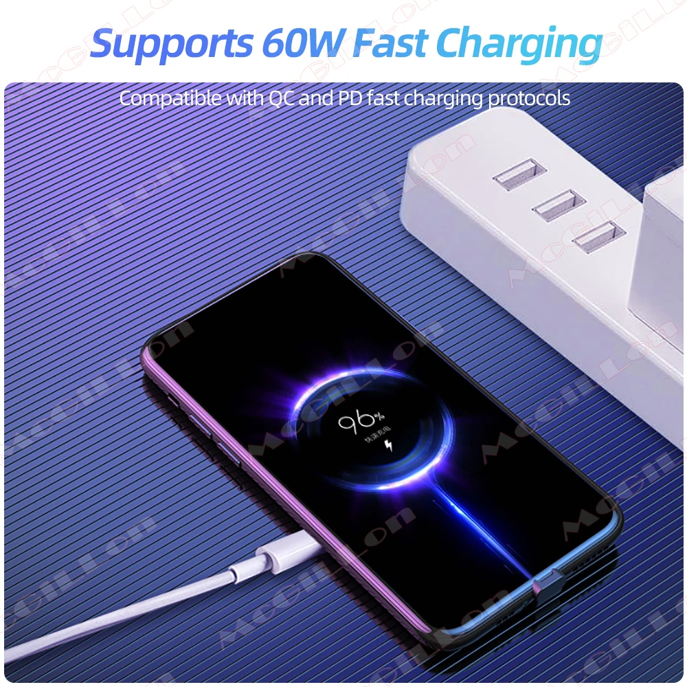 USB3.2 60W Elbow Type C Male to Female Cable FPC Flexible Cable for Apple Android Tablet Charging Data Sync Type C Connector