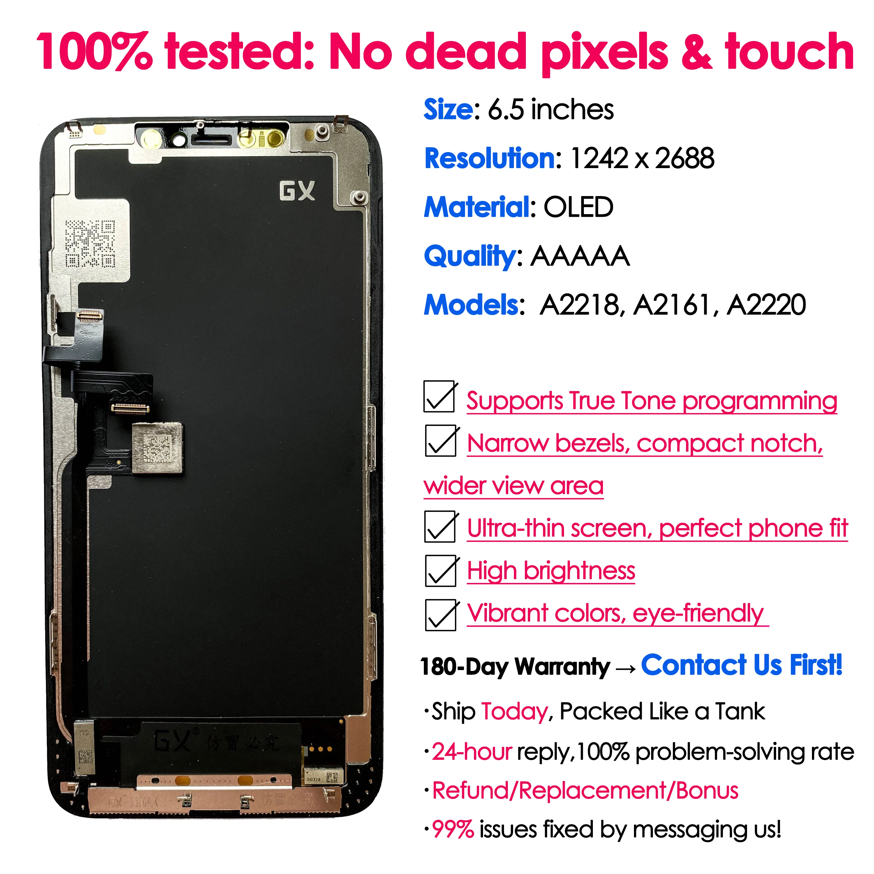 180days Warranty GX OLED For iPhone 11 Pro Max Screen Replacement Phone Mobile Display Touch Digitizer Assembly Repair Kit LCD
