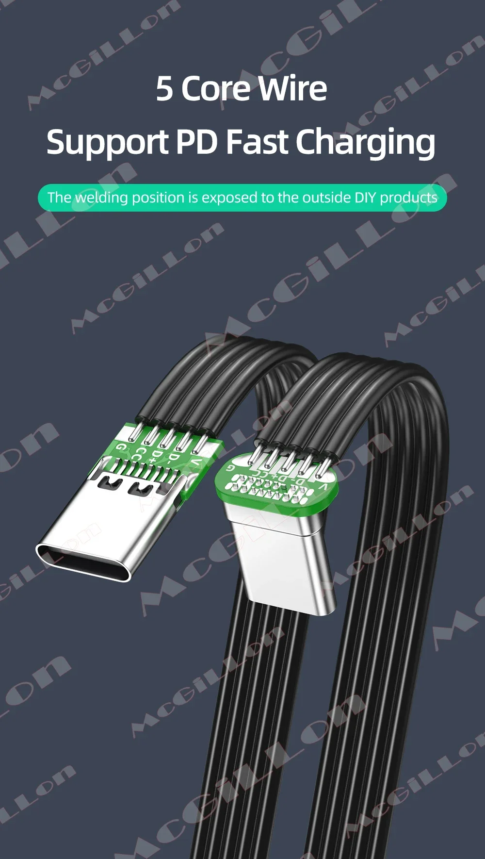 Type C to USB C Flat Silicone Cable with Left/Right Up/Down Angled Charging Cord Supports 60W 480M Fast Speed Multiple Lengths