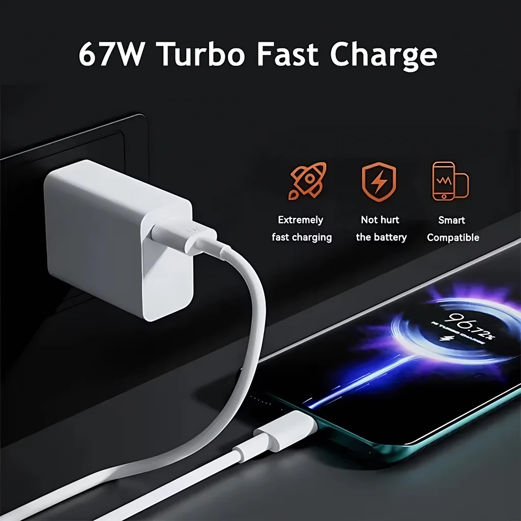 US 67W Ultra Fast Wall Charger For Xiaomi 12 13 14 15 17 Redmi Note 11 12T 13 POCO X5 X6 Pro 6A Type C Quick Charging USB Cable