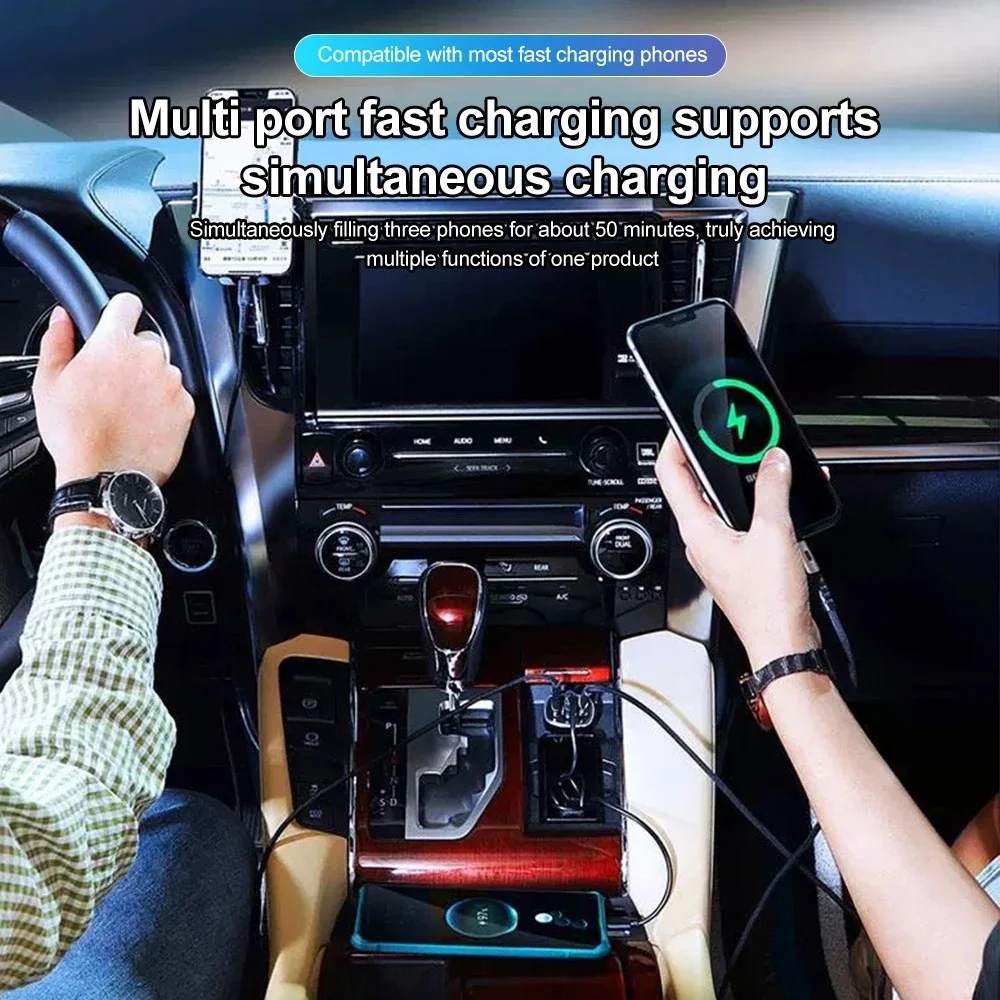 6 Ports Car Charger Fast Charging PD QC3.0 USB C Car Phone Charger Type C Adapter in Car For iPhone Samsung Huawei Xiaomi