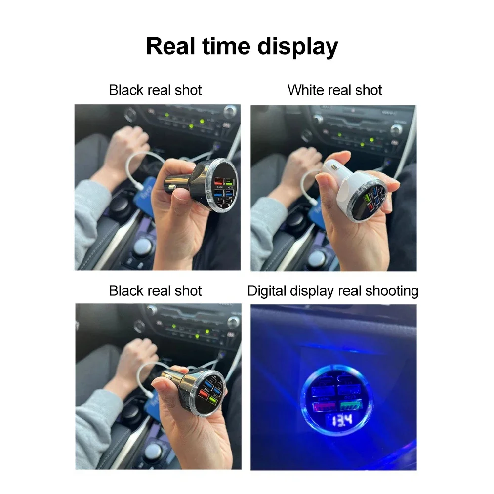 6 Ports Car Charger Fast Charging PD QC3.0 USB C Car Phone Charger Type C Adapter in Car For iPhone Samsung Huawei Xiaomi