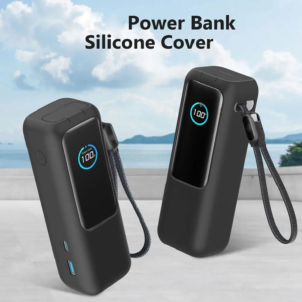 Silicone Case For Anker Zolo 25000mAh 165W Power Bank Portable Charger Protective Case Travel Carrying Case TF/SIM Storage Bag
