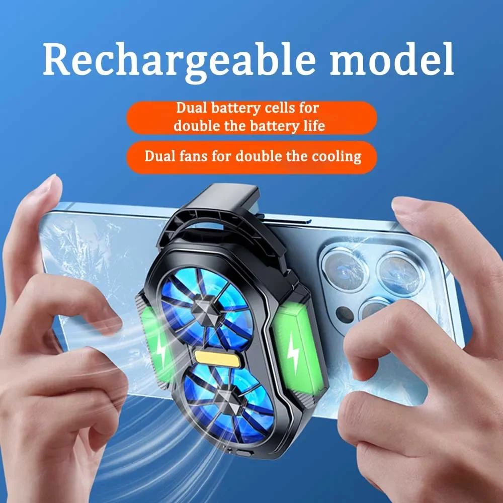 2024 New FS01 Phone Cooler 600mAh Dual Fan Rechargeable Radiator Game Cooling Back Clip Wireless Mute for Smartphones Universal