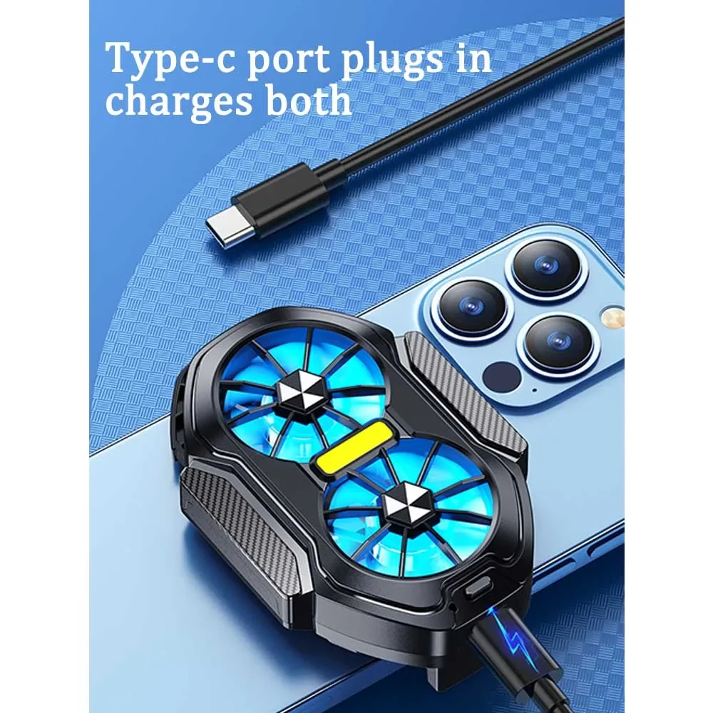 2024 New FS01 Phone Cooler 600mAh Dual Fan Rechargeable Radiator Game Cooling Back Clip Wireless Mute for Smartphones Universal